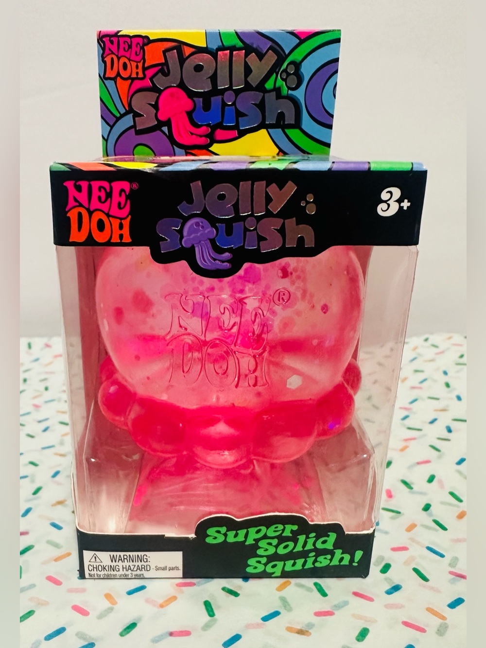 NeeDoh Jelly Squish Pink Super Solid Squish Toy
